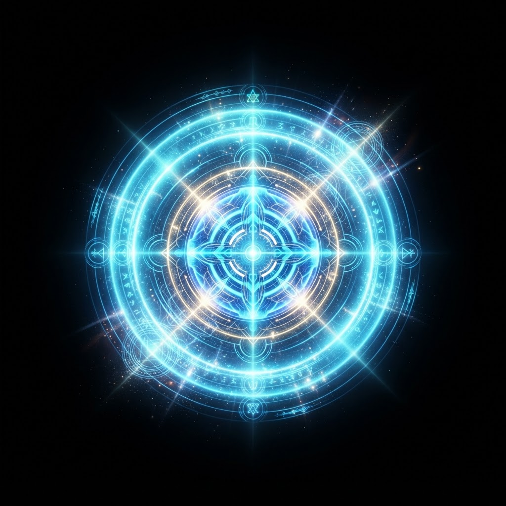 Holographic Great Sage-inspired AI core emblem